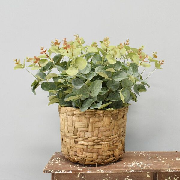 Arranjo De Eucalipto Artificial No Cesto De Fibra | Formosinha